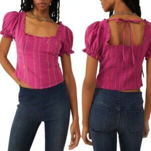 FREE PEOPLE Serotonin Corset Style Top in Raspberry Sherbert Purple Boho Size XS